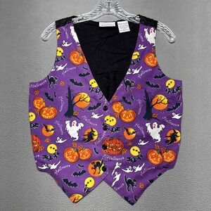 Vintage Basic Edition Halloween Vest Sz Medium Witchy Ghost Fall Pumpkin Spooky